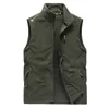 Hommes Gilets Automne Hiver Hommes Veste Sans Manches Polaire Cardigan Militaire Tactique Gilet Fermeture Éclair Chaleur Sports De Plein Air Manteaux Broderie