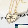 Pendentif Colliers Date Mode Coeur Alliage Collier Or Couleur Twopiece Cristal Meilleurs Amis Bijoux Usine Prix Expert Dhgarden Dhkm6