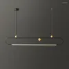 Lampade a sospensione Postmodern Minimalista Long Strip Led Lampadario Art Line Designer Soggiorno Tavolo da pranzo Decor Ristorante Hanglamp Lighting