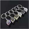 Keychains Lanyards Metal Turbo Keychain Sleeve Bearing Spinning Part Model Turbine Turbocharger Key Chain Ring 7 Colors Drop Deliv Dhhig