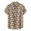 Polos męski 2023 Mężczyzn Koszulka etniczna Letnie krótkie rękawy Retro Vintage Streetwear Lose Button Casual Shirts Bluzka Top Chemise Homme