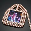 Colliers Carré personnalisé photo pendentif collier nouveau Design personnalité hommes Hip Hop bijoux Bling cristal Rap Style cubique zircone chaîne