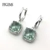 Knot FFGEMS Natural Green Crystal Square Big Stone Hang Sterling 925 Silver Drop Earring For Women Party Wedding Present Box Wholesale