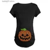 Maternité Tops Tees Halloween Citrouille Visage Motif Imprimer Maternité À Manches Courtes T-shirt Drôle Femme Enceinte Casual Tshirt Mode Grossesse Top Tee T230523