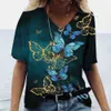 Camiseta 2023 verano mariposa Animal patrón 3D pintura abstracta mujer cuello en V camiseta suelta ocio calle multicolor Top P230523