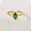 Fedi nuziali Mafisar Fashion Green Crystal Jewelry 2023 Trendy Gold Color CZ Geometric Open Ring For Women Girl Party Gift