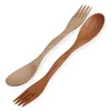 Spoons Wooden Simple Spoon Fork Outdoor Portable Mtifunctional Tableware Creative Design Dual Use Dinnerware Household Kitchen Tool Dhzu8