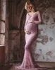 マタニティドレス写真を撮るのに適した肩の肩のマタニティドレス長いスカート妊婦クリスマスドレスフォトグラT230523