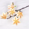 Fleurs décoratives Un Faux Magnolia Fleur Branches 5 Têtes PU Real Touch Artificielle Yulan Tige D'arbre Pour Centres De Mariage Déco Florale