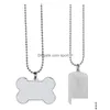 Подвесные ожерелья Сублимация пустое ожерелье теплопередача Pet Dog Tag Diy Creative Gift Suppors Drop Delive Jewelrants Dhne4