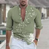 メンズカジュアルシャツメンズシャツグラフィティカラーインク不規則トップTシャツスタンドカラーボタン快適なソフトスポーツファッション2023