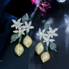 Noeud CIZEVA exagéré citronnier boucles d'oreilles pour femmes couleur brillant Zircon Vintage feuilles boucles d'oreilles Punk noir or couleur bijoux