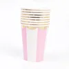 8st/Lot 9oz Gold Disponable Cup Disponertabell Pink Cups For Baby Shower Birthday Party Table Seary Wedding Wedding