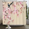 Shower Curtains Flowers and Birds pattern Shower Curtain 3D Bath Screen Waterproof Fabric Bathroom Decor 240X180cm With Hook Shower Curtains 230523