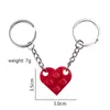 Keychains 2 Pcs/Set Colorful Heart Brick Block Splice Key Chain Fashion Acrylic Black Red Pendant Ring Trendy Jewelry Gift For Lovers