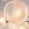 Lampes suspendues Lustre en cuivre en verre de luxe moderne Éclairage Boule sphérique Lumières Ampoule LED Lustres d'intérieur Salon / Lampe de salle à manger