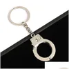 Keychains Lanyards Creative Simation Handcuffs Keychain Metal Bag Pendant Keyring Drop Delivery Fashion Accessories Dhqh9