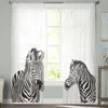 Curtain Two Zebras White Window Curtains Bedroom Modern Drape Sheer Tulle Valances Living Room Kitchen Voile