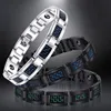 Armband FINE4U B393 Mens Blue Carbon Fiber Titanium Magnetic Armband Magnet Armband för smärtlindring