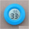 Household Thermometers Portable Mini Lcd Digital Thermometer Hygrometer 6 Colors Round Fridge Zer Tester Temperature Humidity Meter Dhqpr