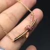 s925 sterling silver bowknot sweet pendant necklace 18K gold cross chain choker pink diamond limited necklaces jewelry for party wedding