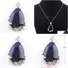 Anhänger Halsketten Natürliche Edelstein Stein Teardrop Blauer Sand Liebe Perlen Reiki Chakra Heilung Halskette Kette Schmuck N3472 Drop Lieferung Stift Dhiqh