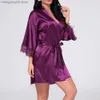 Vêtements de nuit pour femmes Ensembles de pyjama en dentelle Chemise de nuit Sexy Couleur unie Vêtements de nuit Lingerie Satin Robes Vêtements de nuit T230523