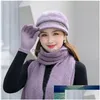 Hats Scarves Gloves Sets Three Pieces Set Womens Outdoor Thick Beanies Winter Russian Hat New Factory Price Expert Design Dhgarden Dhavt