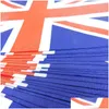 Banner Flags 14X21Cm Uk Flag Polyester United Kingdom Festive Hand Waving Garden With Flagpole Drop Delivery Home Party Supplies Dh0Py