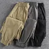 Herrbyxor Multi Pocket Woven Micro Elastic Workwear Casual for Men's tredimensionella snittade midje Sports Leggings 224