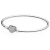 Bangle Originele 100% 925 Sterling Zilver pan Armband met Liefde Hart Armband Limited Edition Originele 1 1 basis Armband