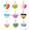 Sleutelchains lanyards hartvormige pluche creatieve regenboog stiksel imitatie konijn fur sleutelhanger lage decoratie sleutelhanger hanger dro dhalq