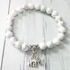 Bilek MG0467 8 mm Howlite negatif enerji koruma bileği mala bilezik fil cazibesi çakra bilezik enerjik alan takı