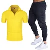 Herrspår 2023 -försäljning Summer Polo Shirt Pants Set Casual Brand Fitness Jogger Men's