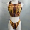 Vintage Patterned Swimwear Three Piece Sexy Bikini Tank For Women Classic Strap Swimsuit Ladies Beach Bathing Suit