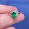 Cluster Rings Simulation Emerald Tourmaline Drop-shaped Open Ring Female Fashion Hand Jewelry Mens For Women Men Man Woman Men's