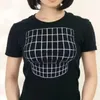 T-Shirts für Damen, vergrößerte Brust, optische Täuschung, Damen-Shirt, lustiges 3D-gedrucktes T-Shirt mit großen Brüsten, Femme, Harajuku-T-Shirt, Goth, schwarze Tops