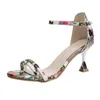 Sandals Chunky Heel For Women Fashion Summer Middle Flower Colorful With High Arch Support