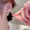 Stud Earrings MENGJIQIAO Wholesale Korean Elegant Pearl Beads Flower For Women Fashion Metal Cute Pendientes Jewelry Gifts