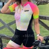 Racing sätter Xama Cycling ett stycke Skinsuit Coupa de Ciclismo Rompers Jumpsuit Kit Maillot Mujer Triathlon Suit Women's Short Sleeve Gel