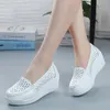 Kleidschuhe Frühling Herbst Damen Echtes Leder Sneakers Plattform Wedges Weiße Dame Casual Mutter Slip On Größe 34-40Kleid