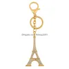 Keychains Bedanyards Paris Tower Casal Metal Diamond Keychain Bag pendente de chaveiro Chain Chain Drop Drop Acessórios de moda Dhyju