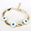 Bangle 8Pcs Chunky Gold Plated Snake Chain Bracelets for Women Enamel Blue Eyes Bracelets Turkish Lucky Elegant Jewelry Gift