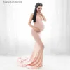 Abiti premaman Sexy Maternità Fotografia Puntelli Abiti Abito lungo gravidanza per baby shower Servizi fotografici Donne incinte senza spalle Maxi abito T230523