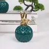 Bottiglie di stoccaggio Ornamenti galvanici per animali in ceramica verde scuro nordico Scatola per anelli di gioielli per ragazze creative Mini barattolo regalo a mano sigillato
