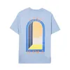 디자이너 남성 T 셔츠 느슨한 카사 블 란드 인쇄 셔츠 짧은 소매 여름 패션 캐주얼 하이 스트리트 탑 티 아시아 크기 S-3XL