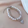 Bangle Dress Up Accessory Faux Pearl Heart Pendant Bracelet Party Jewelry For Daily Wear