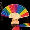 Arts and Crafts Rainbow Faning Fan Bamboo Silk Cloth Festival Dekoracja scena sceniczna fani tańca 38x21 cm dostawa do domu gar dhqhc