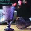 Wholesale 270ml European Style Embossed Stained Glass Wine Lamp Thick Goblets 7 Colors Wedding Decoration Gifts e0816