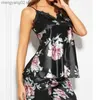 Pigiameria da donna New Fashion Donna Donna Senza maniche Pizzo nero Pigiama da notte floreale Set di pigiami morbidi e comodi Set di moda sexy 2023 Vendita calda T230523